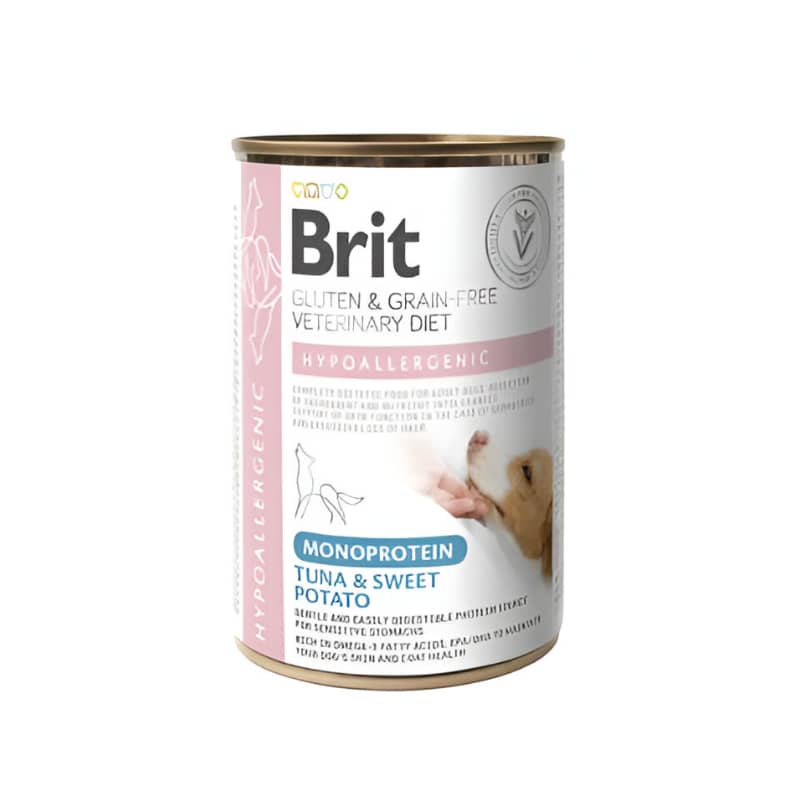 Brit Veterinary Diet Hypoallergenic Monoprotein Tuna veterinārie konservi suņiem alerģijām ar tunci 400 g